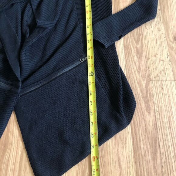 Lululemon Ribbed Knit Draped Open Front Cardigan Sweater Black - Picture 4 of 8